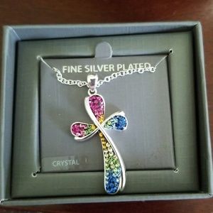 Silver-plated cross necklace